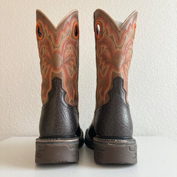 NEW Capitan Mens Cowboy Workboots Size 9D Western Brown Leather Square Toe Boots - Picture 3 of 10